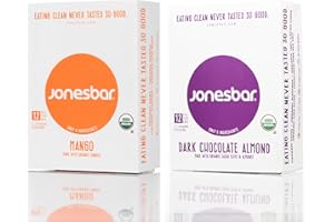 JONESBAR Organic Plant Based Protein Bars | Almond Lovers 24 Bars| Fruit & Nut Bar, Kosher, Gluten Free, Breakfast Bars, School Snacks, Vegan Snack & Healthy Snacks for Adults and Kids (Pack of 24)