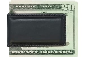 Real Leather Creations Magnetic Money Clip for Men Genuine Leather Money Clip for Men with 2 Strong Shielded Magnets | Minimalist, Slim Money Clip Holds 12 to 15 Bills
