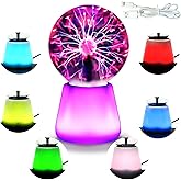 Boruibyr 3 Inch Plasma Ball Lamp Interactive Touch Lightning Globe | USB Powered, 7 Color Changing Lights, Mood Lighting, Party Prop