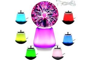 Boruibyr Plasma Ball Lamp Interactive Touch Lightning Globe 3 Inch Fun Lamp USB Powered 7 Color Changing Lights Mood Lighting Party Prop Gifts Space Decor Desk Decor.