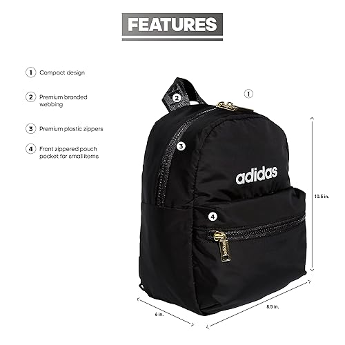 adidas Women's Linear Mini Backpack Small Travel Bag, Black/Gold
