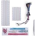 Breadboards Kit Include 1PCS 830 Point 1PCS 400 Point Solderless Breadboards +65pcs Jumper Wires +140pcs Jumper Wires+1pcs Tw