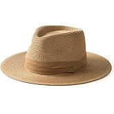 FURTALK Panama Hat Sun Hats for Women Men Wide Brim Fedora Straw Beach Hat UV UPF 80+