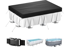 9x18 FT Rectangular Pool Cover, Solar Pool Cover for Above Ground Pool, Swimming Pool Cover Including Buckle, Drawstring and 