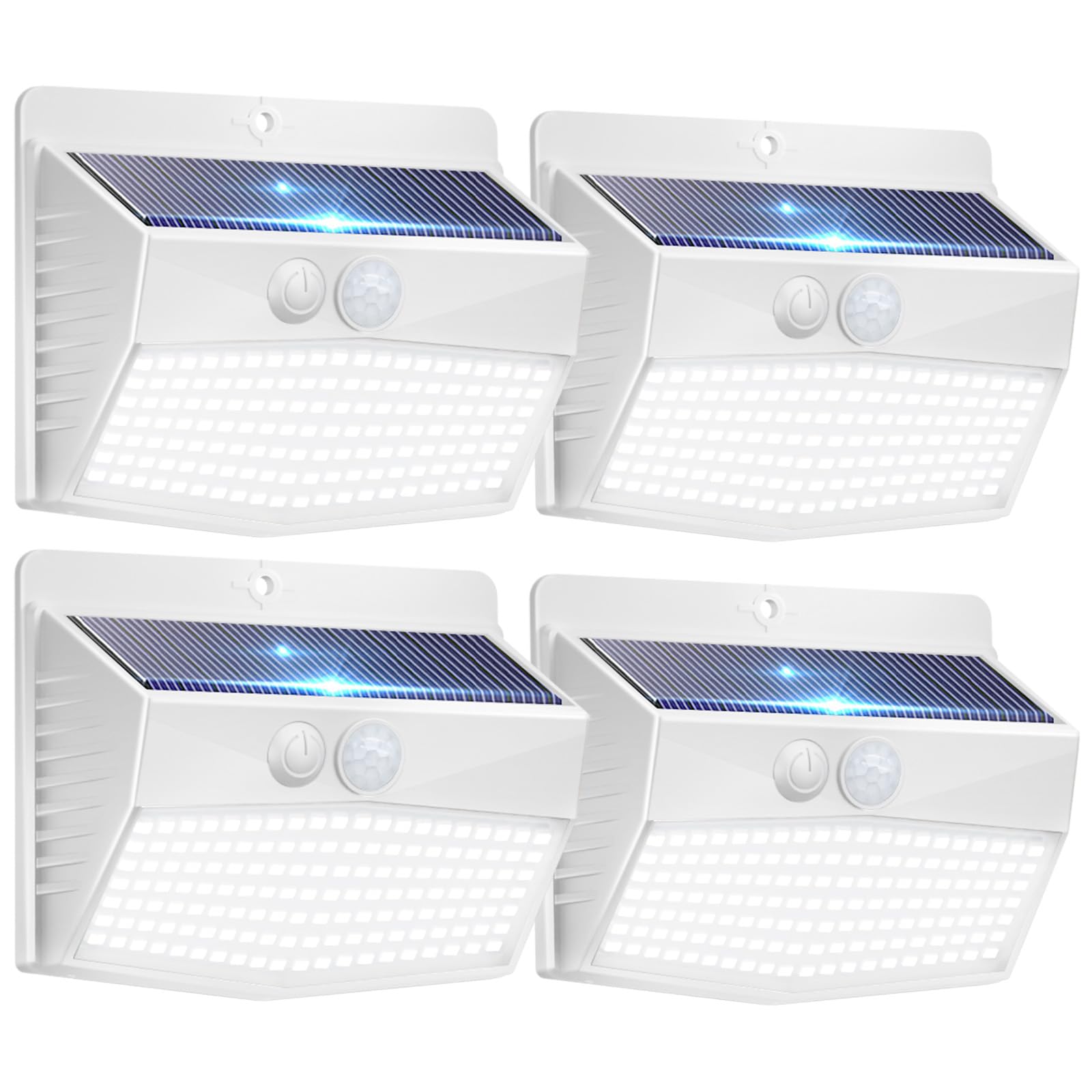 Peasur 4 Pack Solar Lights Outdoor with Pir Motion Sensor, 138 LED Solar Powered Fence Security Light Waterproof, 3 Modes SPV Lights Dusk to Dawn for Garden Wall Outside Yard — image 1