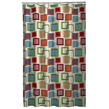 Hometrends Squares Fabric Printed Shower Curtain Multicoloured