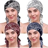DACKRITO 4 Pieces Chemo Headwear for Women, Pre-Tied Head Scarf Cancer Headwear for Hair Loss