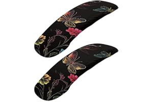 Wanzuoeng Butterfly Flower Print Office Chair Arm Covers, 2 Pack Dust-Proof Chair Arm Rest Covers Washable, Comfort Elastic Office Chair Armrest Slipcovers for Rotating Chairs