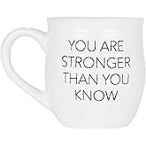 Amici Home You Are Stronger Than You Know Mug | Large Mug for Coffee, Tea, and Hot Chocolate | 20 Ounce Ceramic Mug with Black Letters Design | Microwave and Dishwasher Safe