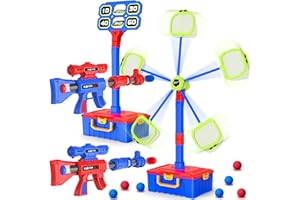 OFFICYGNET 2 IN 1 Shooting Games Toys for Boys 5, 6, 7, 8, 9, 10+ Year Old, Moving Shooting Target and Standing Digital Targets with 2 Toy Guns, 24 Foam Balls, Kids Outdoor Game, Christmas Birthday Gift for Kids