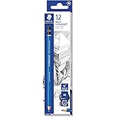 STAEDTLER Mars Lumograph 6B Graphite Art Drawing Pencil, Soft, Break-Resistant Bonded Lead, 12 Pack, 100-6B, Grey