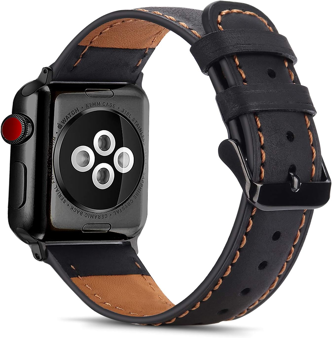 Tasikar Compatible with Apple Watch Strap 49mm 46mm 45mm 44mm 42mm Genuine Leather Replacement Bracelet Band Compatible with iWatch Ultra 3 2 1 SE Series 11 10 9 8 7 6 5 4 3 - Image 3
