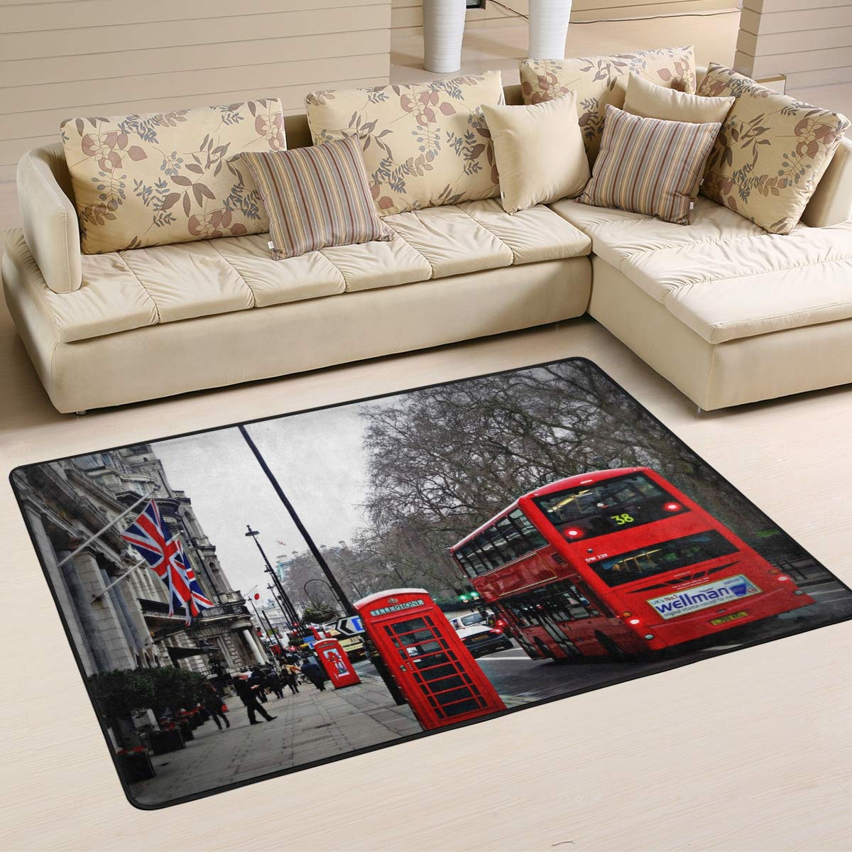 ISAOA zerbino Tappeto 0,9/&nbsp;x 0,6/&nbsp;m Le Strade di Londra Tappeto Antiscivolo Durevole Tappeto//Tappetino per Bagno Camera Cucina corridoio Pet Entry Rugs