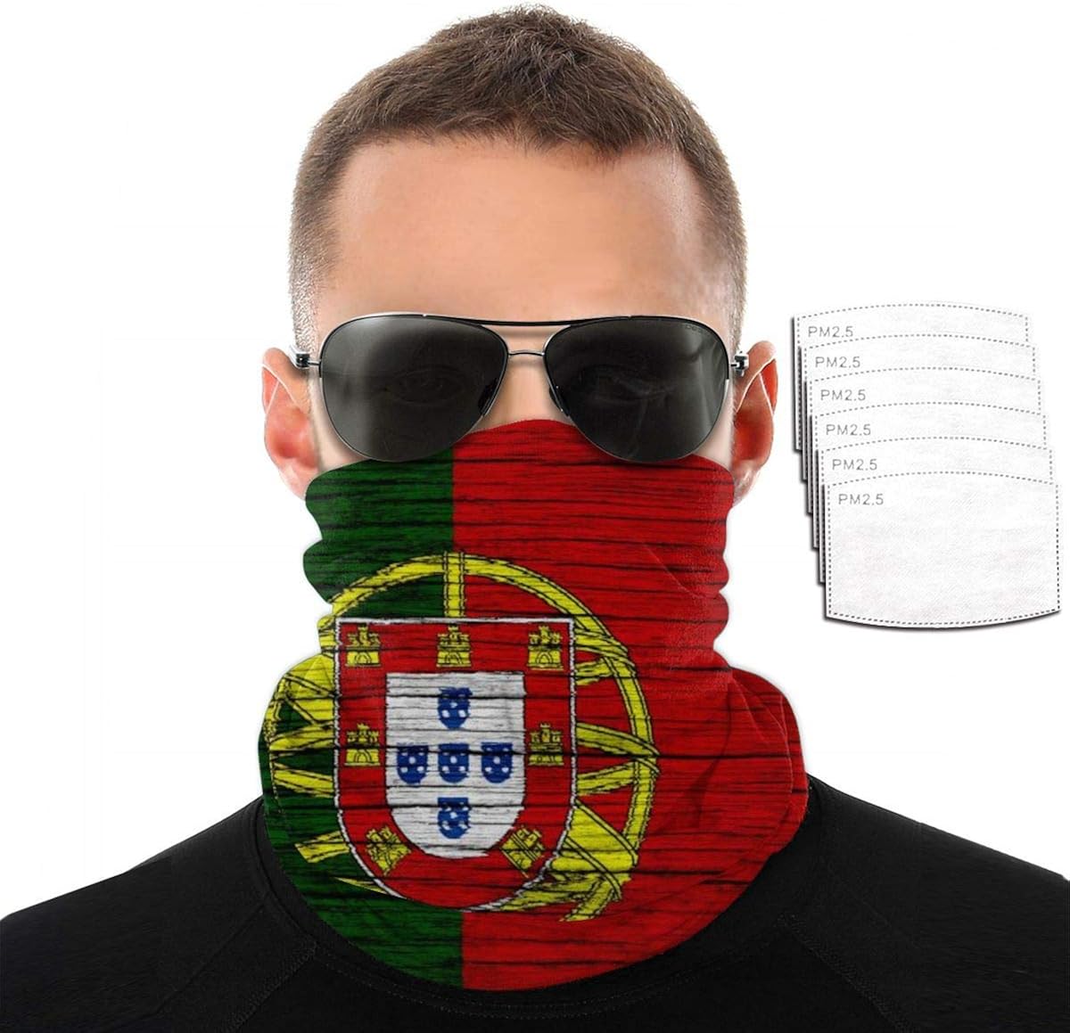 Portugal Wooden Texture Portuguese Flag Unisex Adult Neck Gaiter Windproof Mask Dust Sports Face