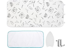 Seiritex Ironing Mat, Portable Ironing Pad 39.4 x 18.9 inch Table Top Iron Board 5 in 1 Travel Ironing Blanket for Washer, Dryer, Counter top, White