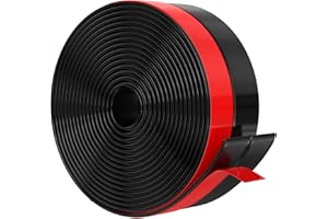 BRUIEFPAP Wide Silicone Weather Stripping Door Seal with Strong Adhesive 3" x 17 ft, Draft Stopper for Garage, Shower & Sliding Doors - Gap & Under Door Protection, Black