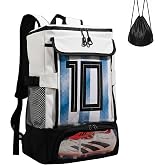 Pwem Basketball Backpack for Men, Soccer Backacks with Clear Shoe and Jersey Window, Water Resistant Sports Equipment Bags with Drawstring Bag