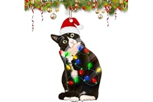 Black Cat Christmas Ornaments 2024, Cat Christmas Ornament,Black Christmas Decor Tree Hanging, Cat Christmas Ornament Gifts f