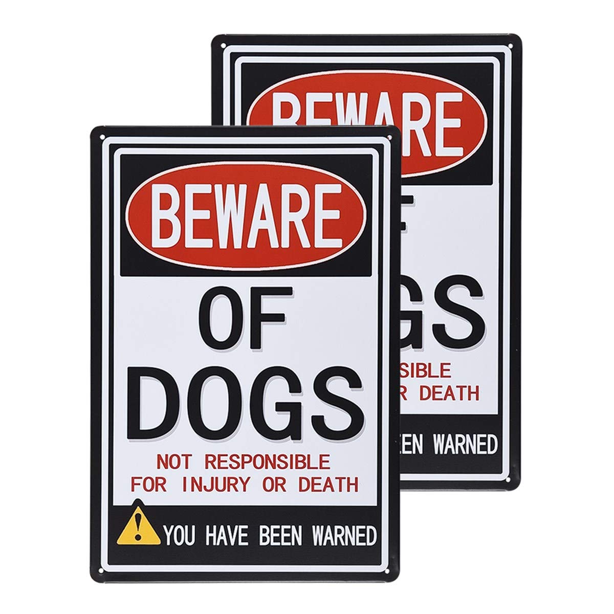 -Beware of Dog Sign, 2 Pack Beware of Dog Warning Signs Warning Safety Signs Indoor or Outdoor Use Easy Mounting for Yard Gate Home