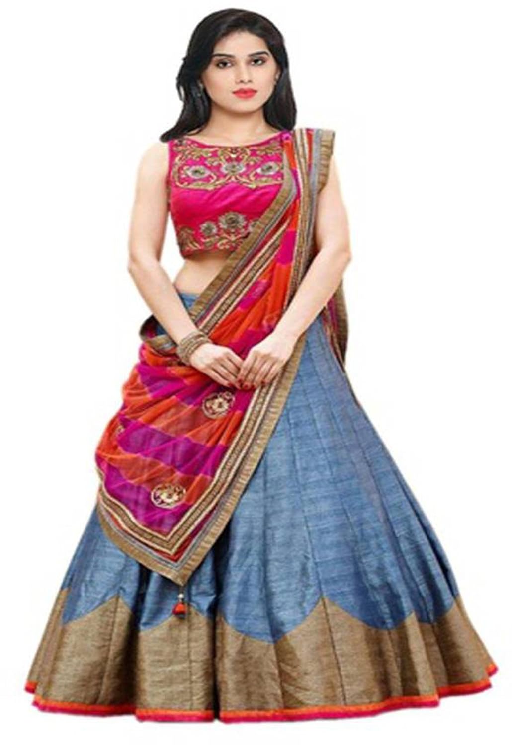 aksharfashion women's embroidered banglori silk lehenga choli (sky_270)