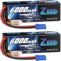 Zeee 3S Lipo Battery 6000mAh 11.1V 80C Hard Case RC Battery with EC5 Connector for RC Car Truck RC Tank Boat Racing Models (2