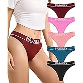 BAJAOEY Women Thongs Underwear Pack,Breathable Seamless Thong Panties Comfortable No Show Underwear for Ladies 5 Pack S-XL
