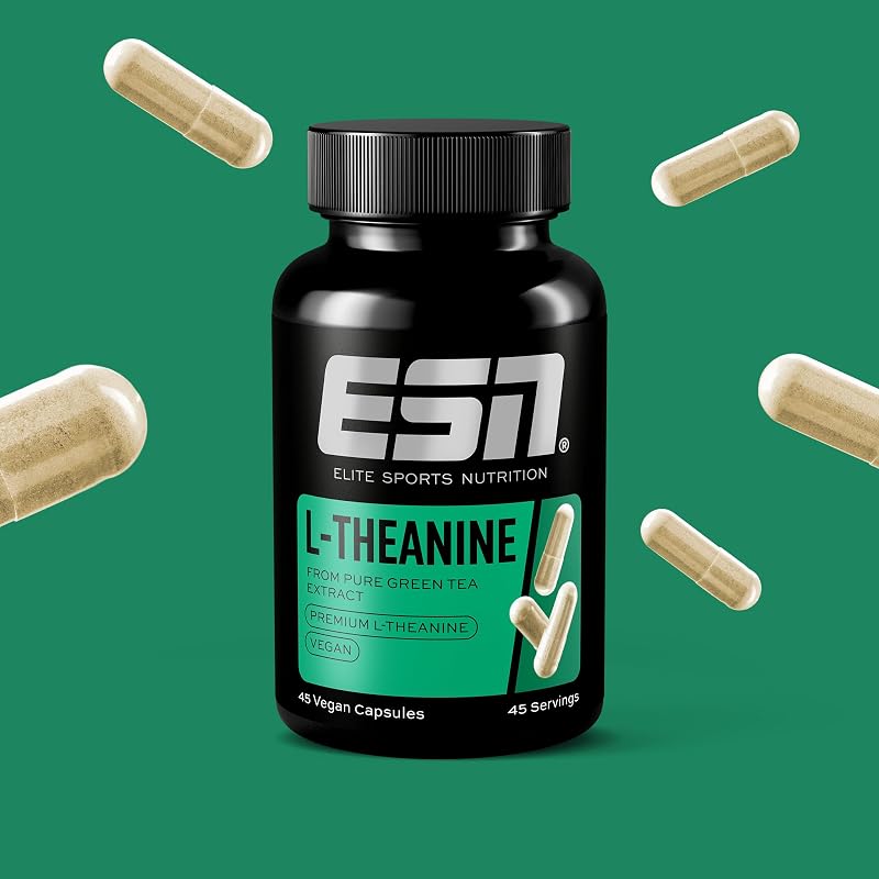L-teanina, 45 cápsulas, 100 mg de L-teanina por dose, relaxamento mental e concentração, vegan, feito na Alemanha
