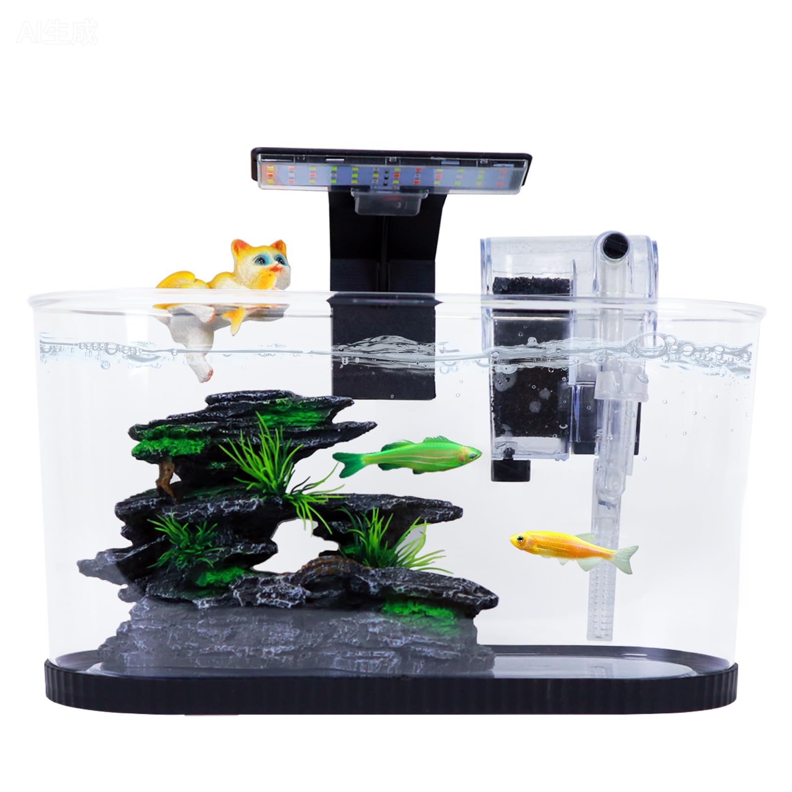 Photo 1 of 2.2 Gallon Fish Tank Kit,Small Aquarium Starter Kit, Nano Tank with Filter, Color-Changing Light&Decor for Betta Shrimp Guppy Jellyfish Goldfish Beta(12.6 * 7 * 5.6 Inch)