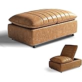 KCHUSAL Storage Bench, 40" Faux Leather Upholstered Ottoman Bench with Storage/Foot Stools/Shoes Bench/Ottoman for Living Roo