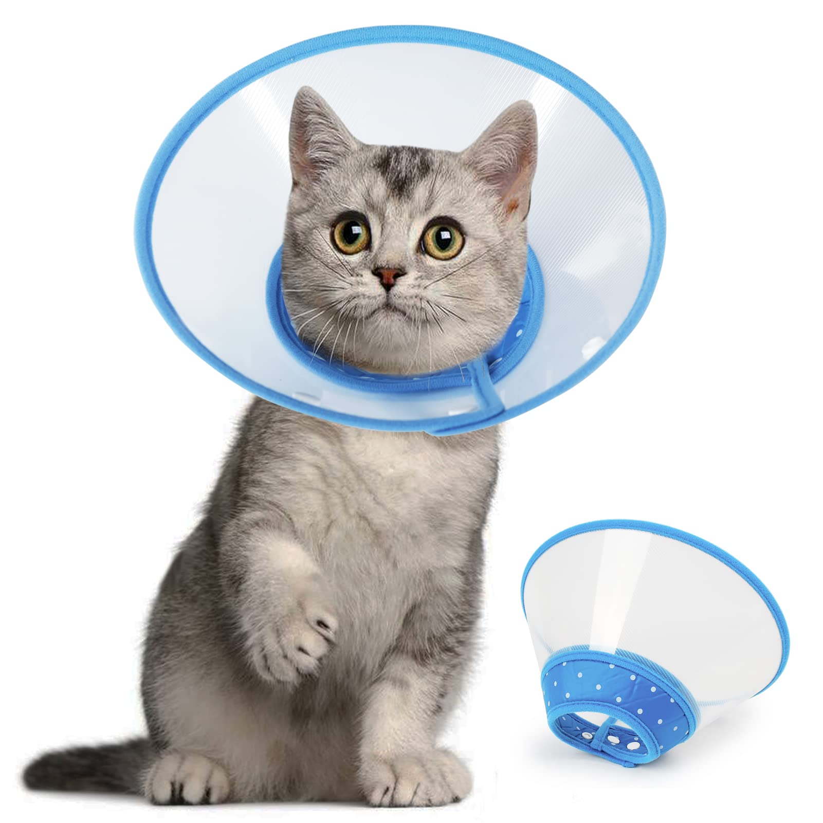 Vivifying Cat Cone, Adjustable 4.7-5.7 Inches Lightweight Cat Recovery Cone Elizabethan Collar for Very small puppies, Kittens, Rabbits (Blue)