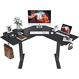 FEZIBO L-Shaped Electric Standing Desk, 48 Inches Height Adjustable Corner Desk, Full Sit Stand Home Office Table with Splice