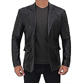 Decrum Lambskin Leather Blazer Men - Real Brown and Black Leather Jacket Men