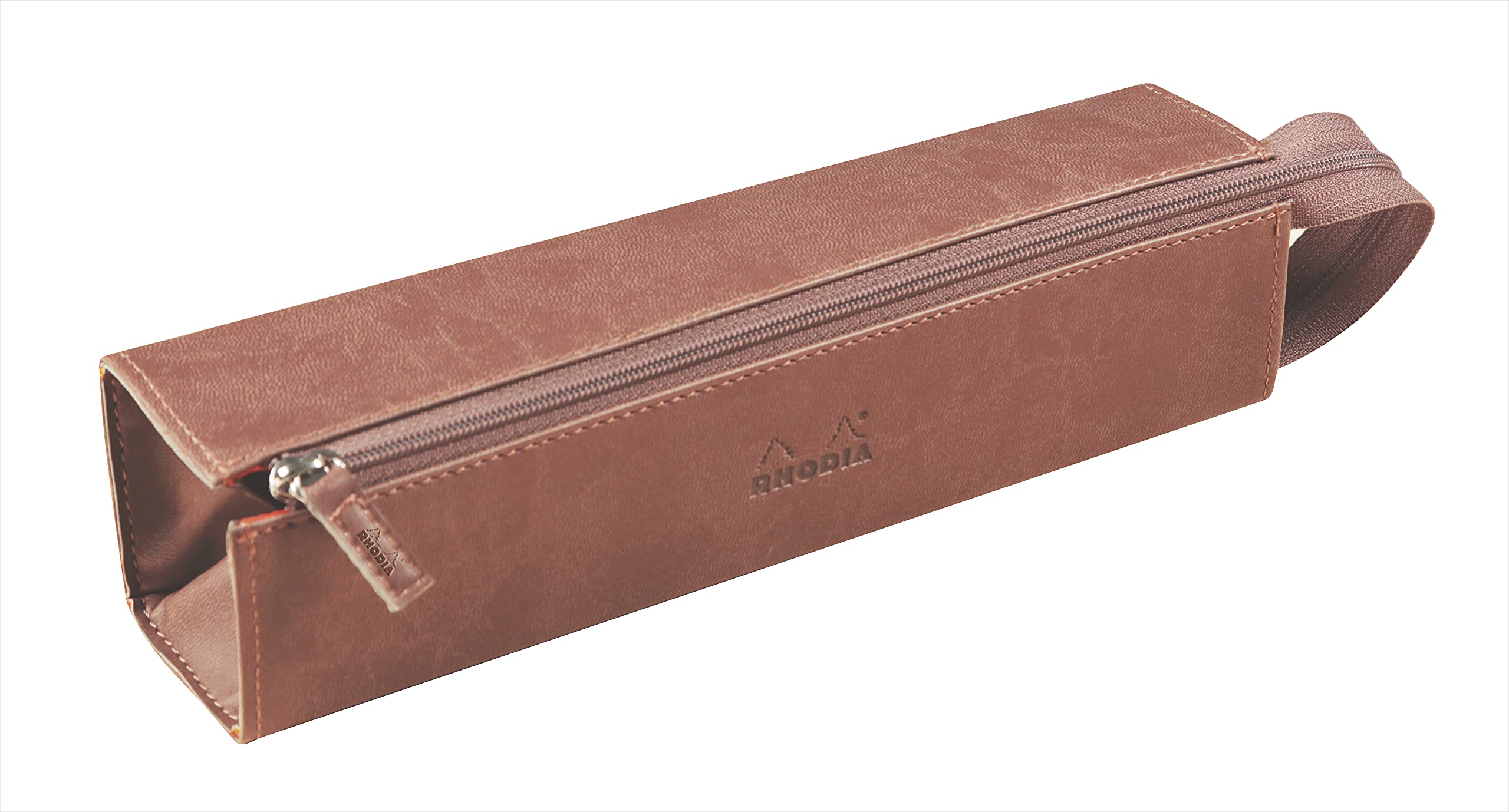 RHODIA 319029C - Pencil case Rhodiarama Rosewood - 23x5x5 cm - Flat opening for use as a pencil box - Faux leather - Storage for pens, pencils, markers, small supplies