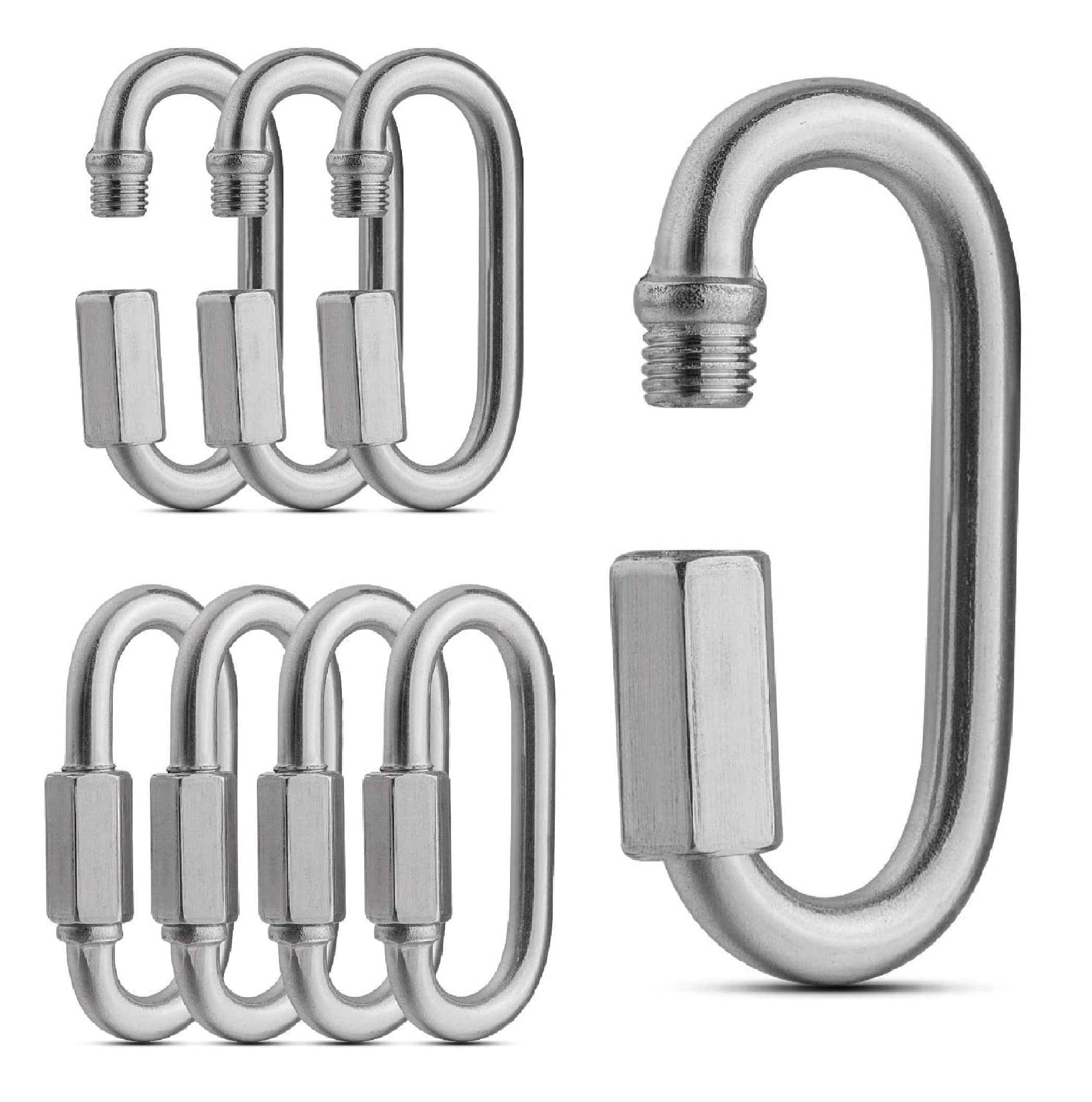TERF® 8mm Heavy Duty Quick Repair Chain Link Hook Steel 8mm (M8) Quick Repair Chain Hook Use For Swing Set Outdoor Travel Camping Fishing Hiking Hanging and Multi Purpose Use - Pack of 4