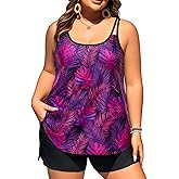 Plus Size Tankini Swimsuits - Women Two Piece Tankini Top with Shorts Flowy Swimsuit 2025 Bathing Suits