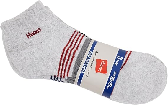 Amazon Hanes 靴下 メンズ ブランド ボーダー柄 ショートレングス ソックス 3枚組 Hms341 Mサイズ グレー スポーツソックス 通販