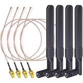 Bingfu Dual Band WiFi 2.4GHz 5GHz 5.8GHz 8dBi RP-SMA Male Antenna 20cm 8 inch RG178 Cable 4-Pack for WiFi Router Wireless Mini PCI Express PCIE Network Card Adapter