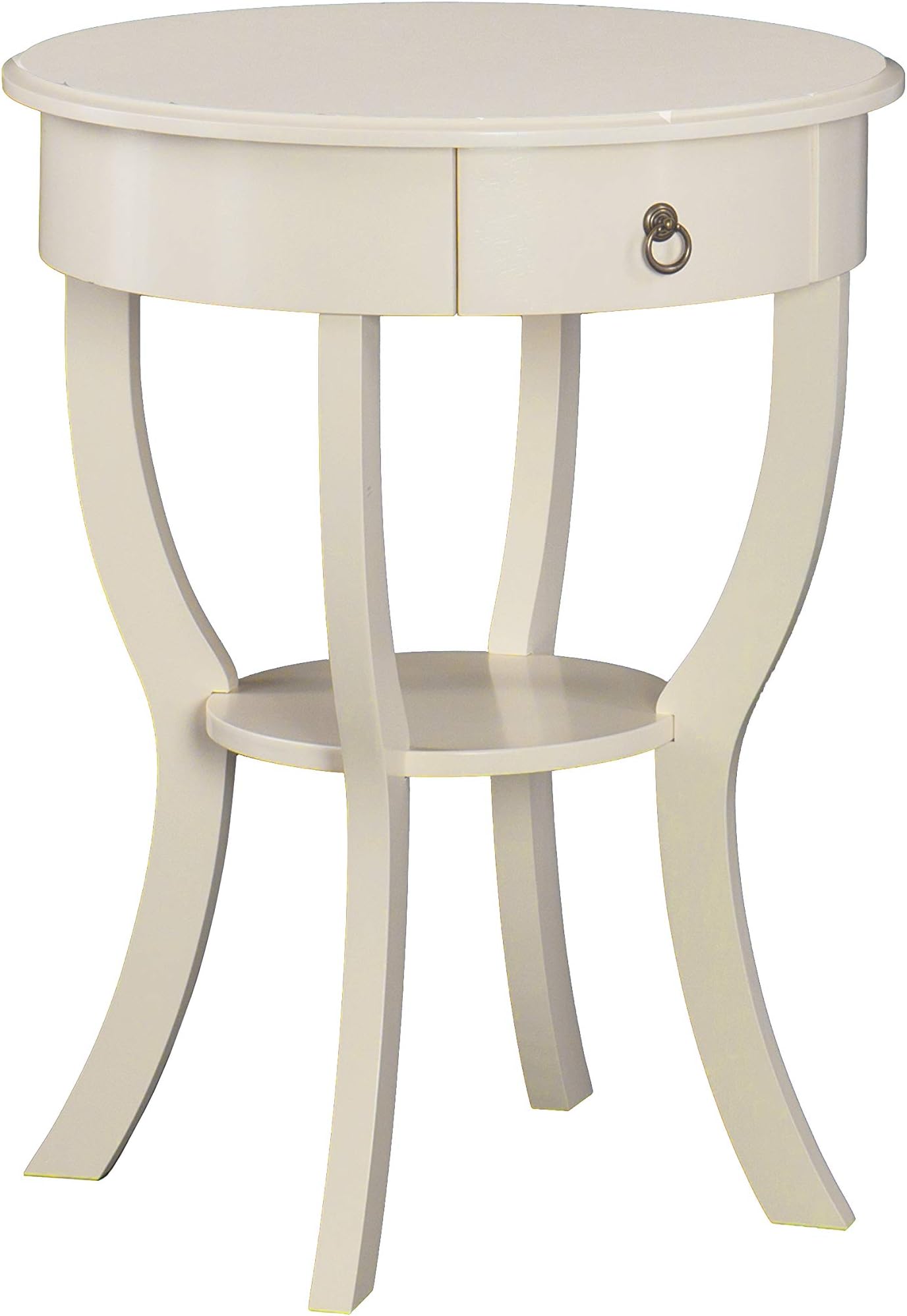 Antique White Table - Space Friendly Side Table - Wood Construction (Round Side Table)