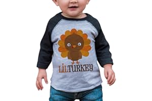 7 ate 9 Apparel Baby Boy's Little Turkey Thanksgiving Grey Raglan