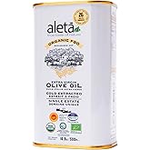 Aleta Farms Olive Oil Extra Virgin, USDA Organic, Single Estate PDO Polyphenol Rich Olive Oil, Cold Pressed, Global Gold Awards, EVOO, Kosher. 16.9 Fl Oz (Pack of 1)