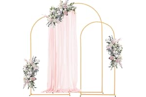VEVOR Arch Backdrop Stand, Set of 3, 7.2/6.6/6 ft, Stable Structure, Easy Assembly, Gold Metal Arch Backdrop Stand for Weddin