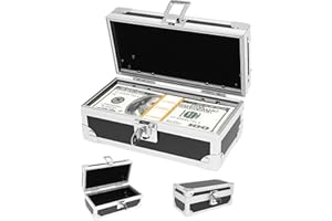 Lockable Cash Box with Key, Large Money Box for Cash Register, Safe Aluminium Alloy Lock Box, Cash Organizer for Home and Col