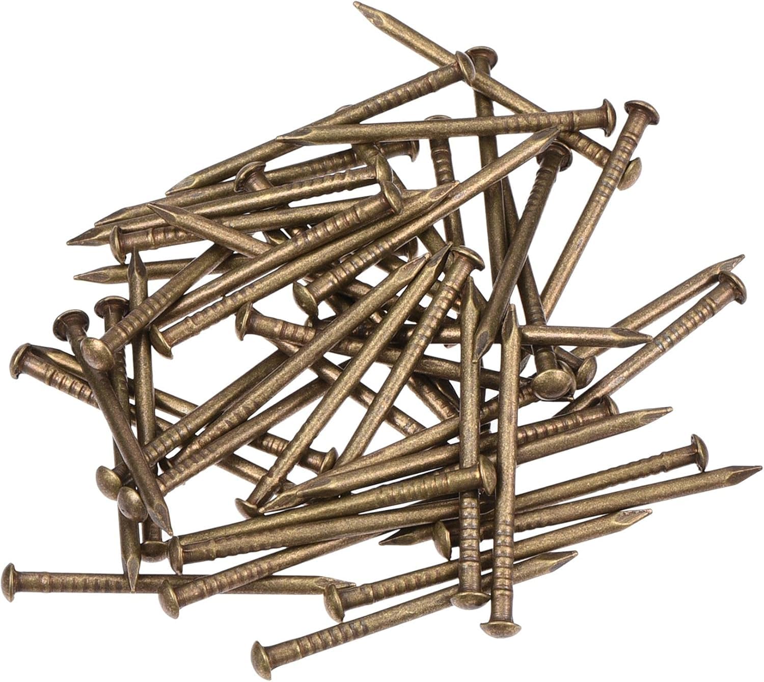 TOP-VIGOR 50Pcs Hardware Nails, 1.5mmx25mm Brass Nails and Pins Assortment, Wall Pins Tacks Nails for Woodworking, Panel Pins for Hanging Picture, Frame, Mirror, Furniture, Construction