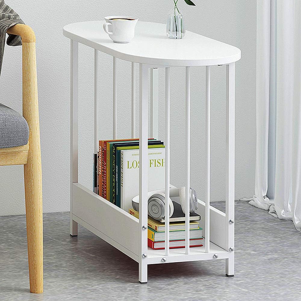 Meja End Table Simple Side Table for Living Room Compact Nightstand Bedside Table for Bedroom Apartment (White) (White)