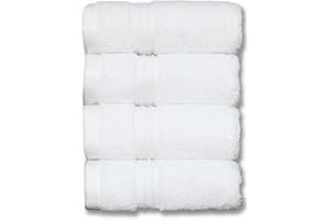 MILARA CREATIONS Milara Turkish Super-Plush Wash Cloths Set 4-Piece | Premium 100% Cotton Washcloths Absorbent, Durable with Hanging Loops | White Color Bath Washcloths, (13 x 13 Inch)