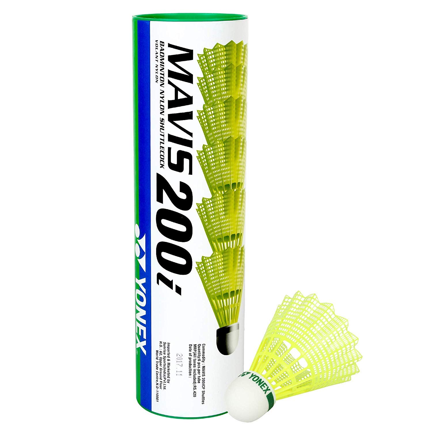 Buy Sns Mavis 200i Nylon Shuttle Cock Pack Of 6 Yellow Free