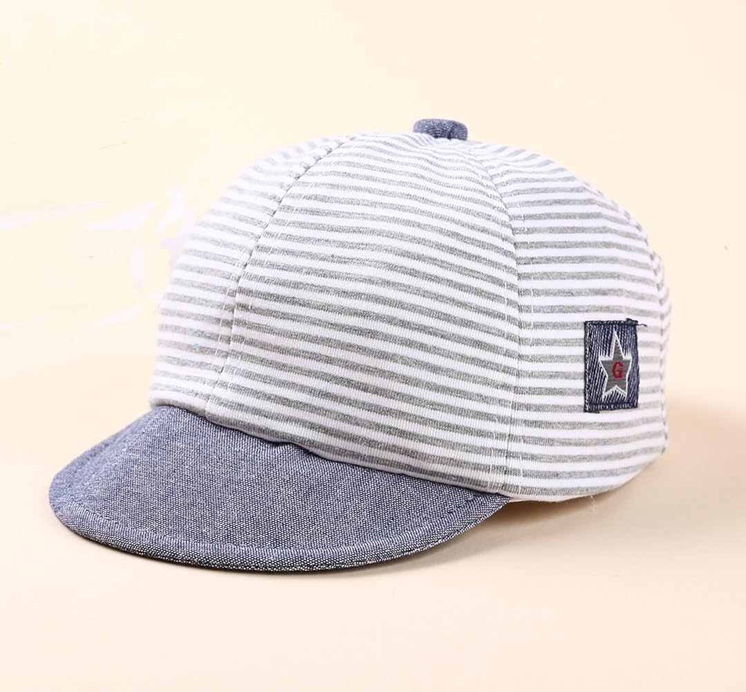Baby Boy Baseball Cap Striped Sunhat Letter Sun Protection Hat,Sun Hat for Baby Boy and Baby Girl (1, Gray): Clothing