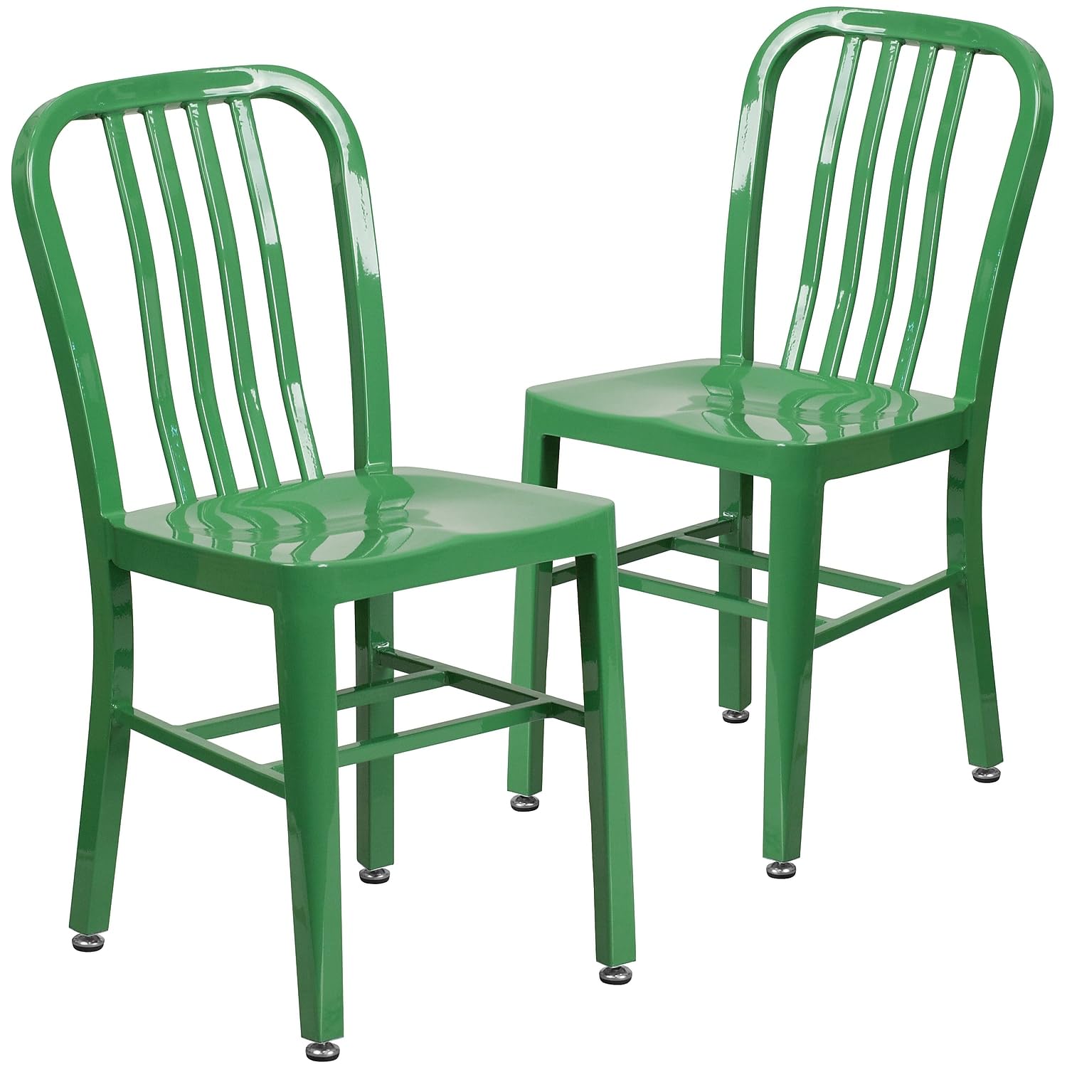 Flash Furniture Gael Commercial Grade 2 Pack Green Metal Indoor-Outdoor Chair Image