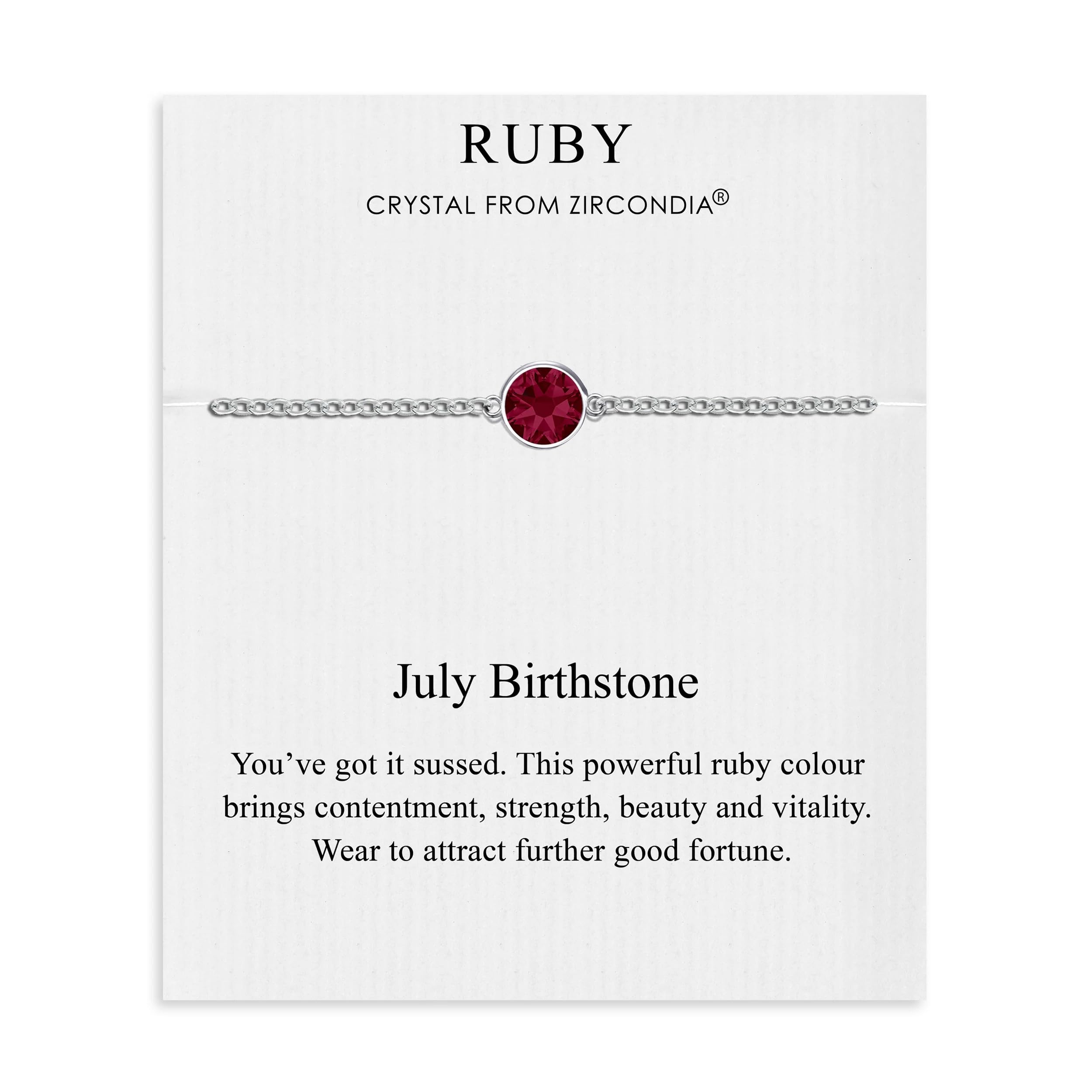 Philip Jones July (Ruby) Birthstone Anklet Created with Zircondia® Crystals