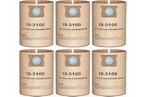 6 Pack 19-3100 Shop Vac Bags Replacement for Stanley 5-8 Gallon Wet/Dry Vacuums, Compatible with SL18115 SL18116 SL18117 SL18